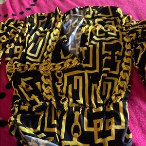 Geometric Yellow and Black Women's Top